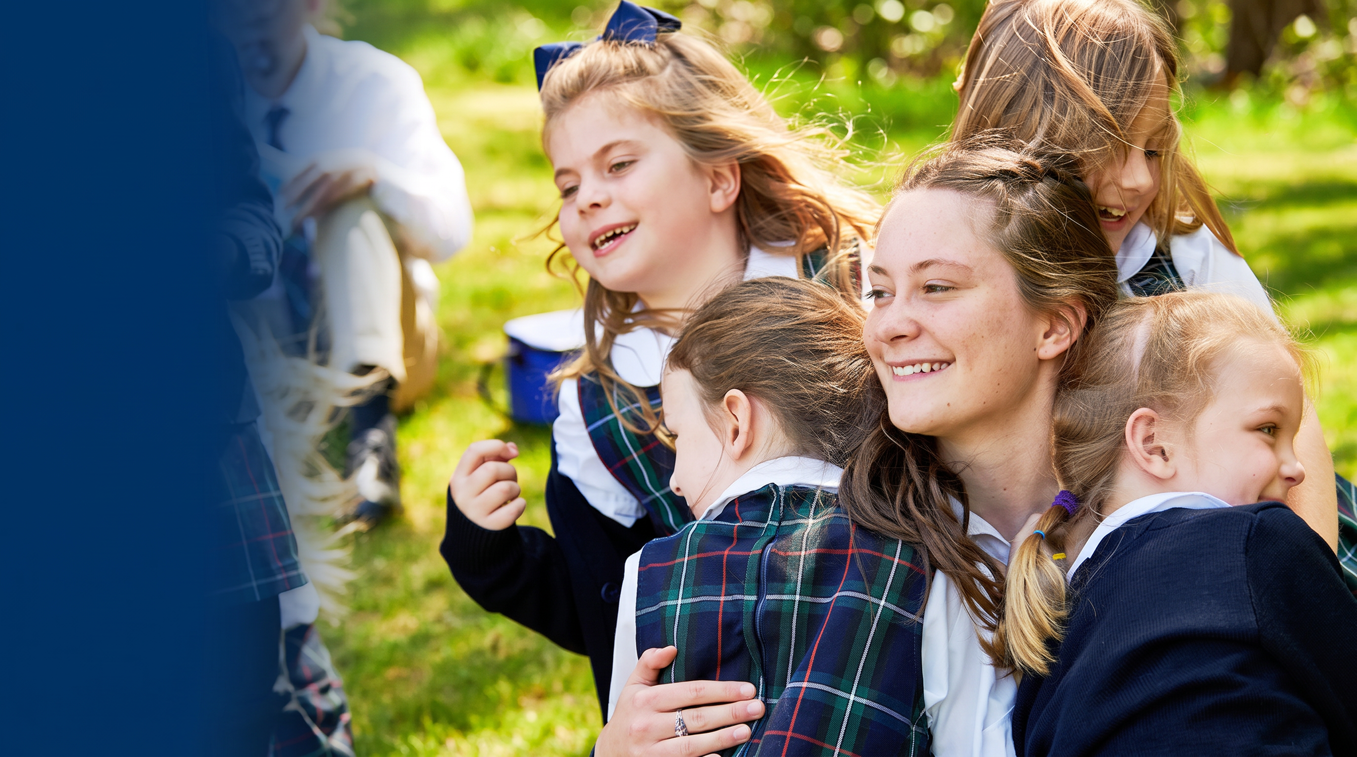 students hugging